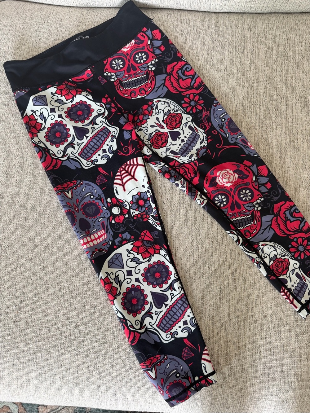 Constantly Varied Gear Black Red & White Sugar Skull Leggings